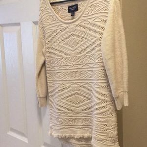 American Eagle cream color  fringe bottom sweater